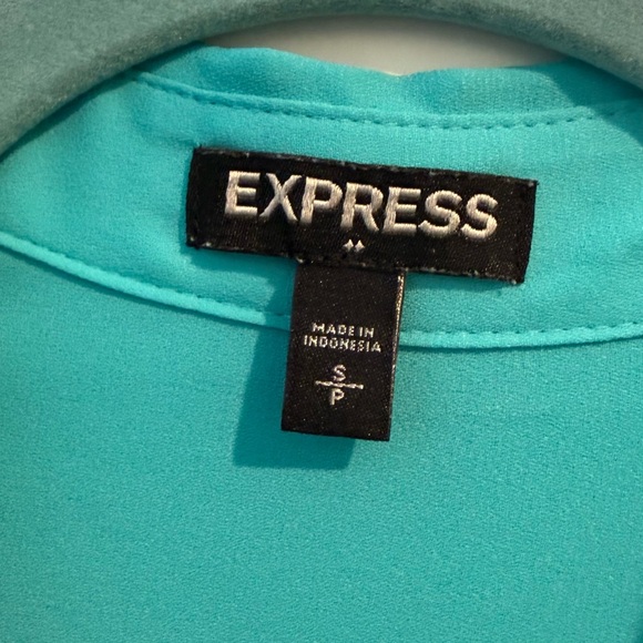 Express Turquoise Button-Up Blouse - Picture 2 of 3